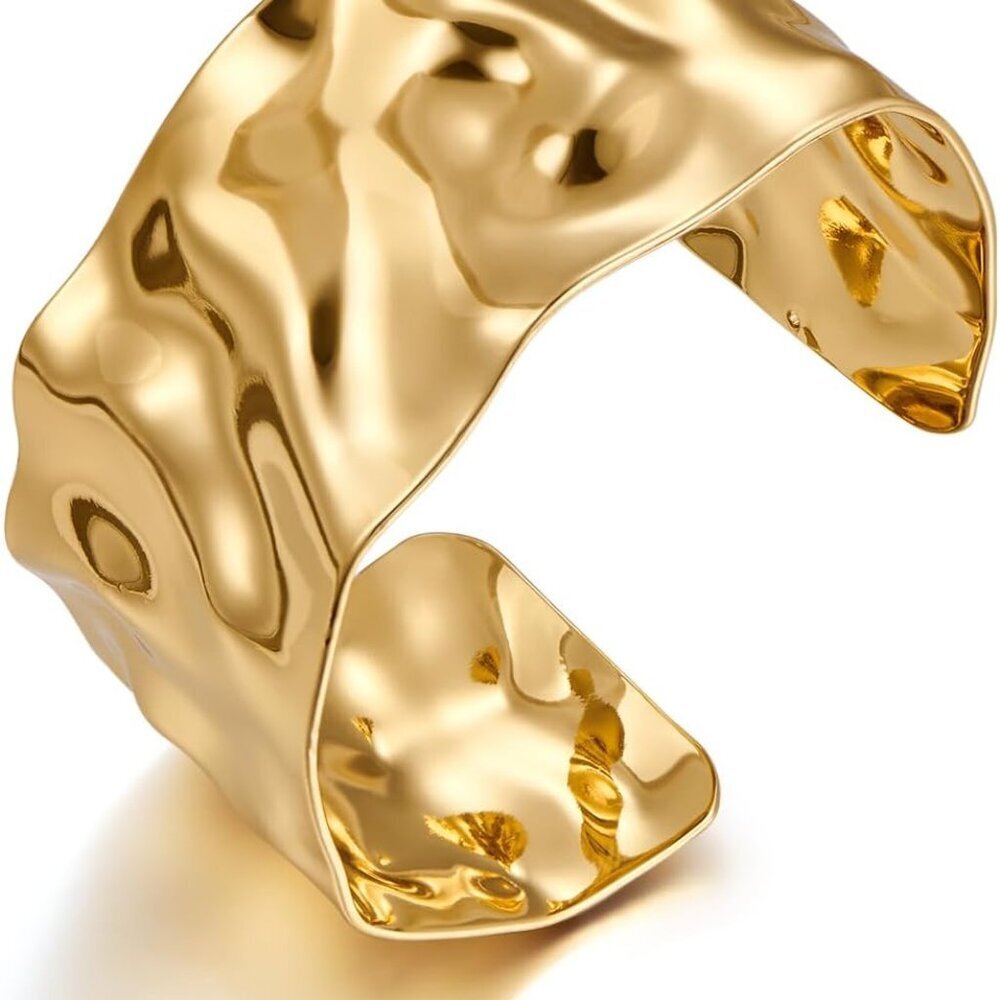 Gold Cuff Bracelet for Women Chunky Multi-layer Cross Wire Open Bracelet Hollow